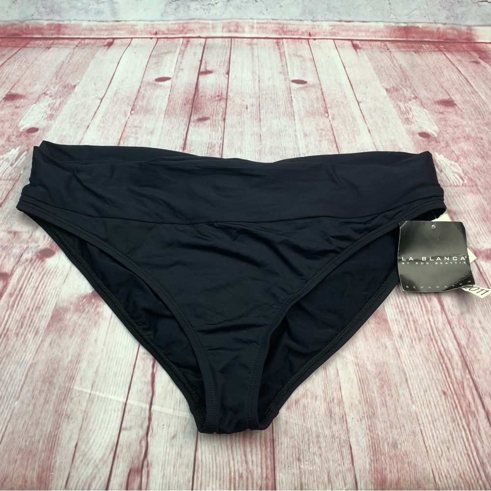 ➡️NWT La Blanca Black Ruched Bikini Bottom Size 14